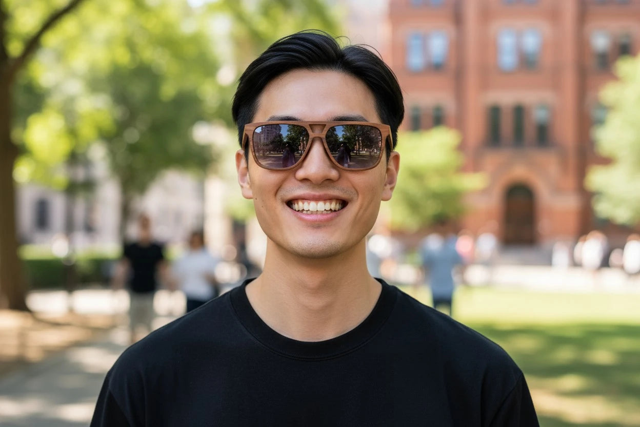 Man wearing Aviator sunglasses with grey lens