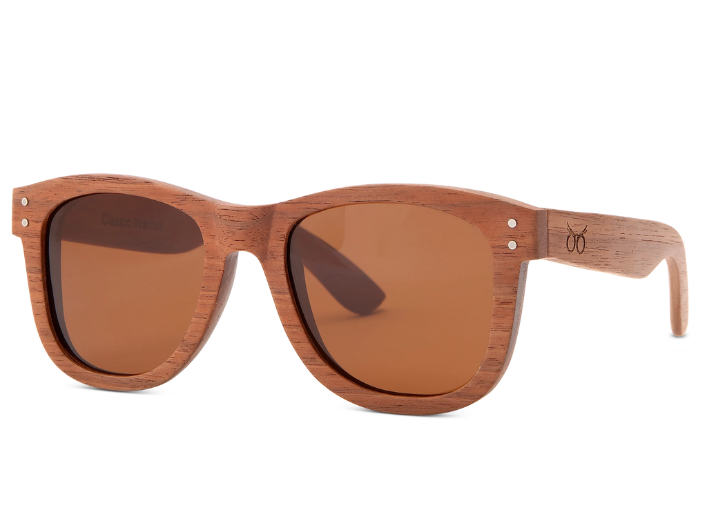 Classic walnut sunglasses with brown lens