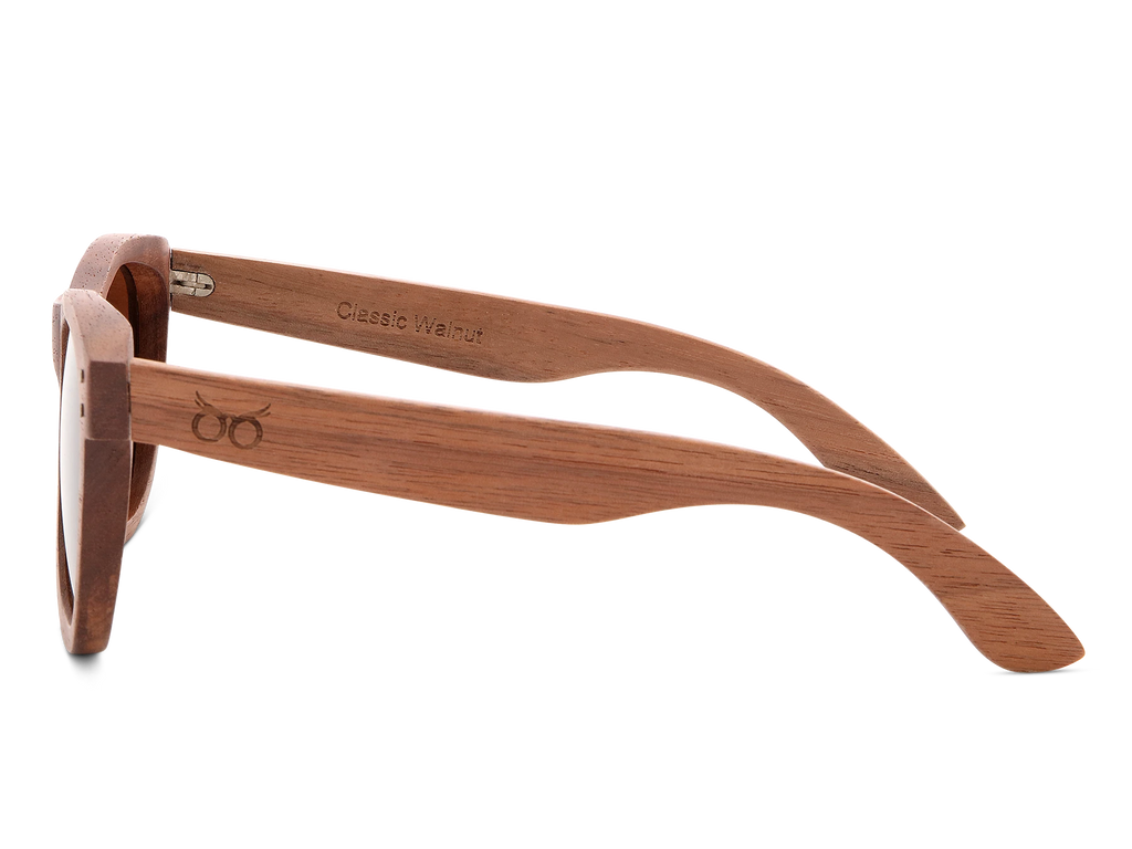 Classic walnut sunglasses with brown lens