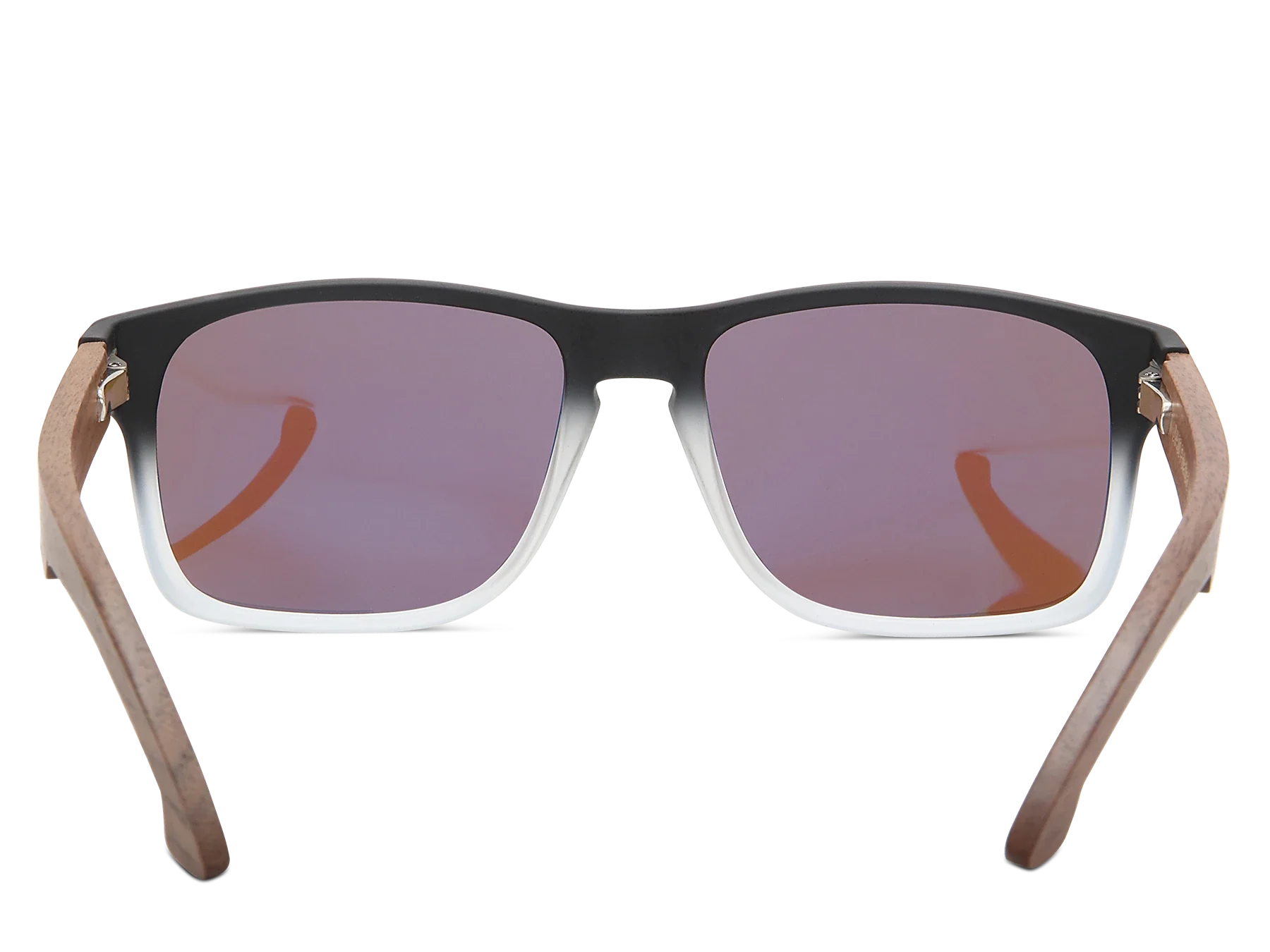 Sunglasses with black and brown frame on a white background