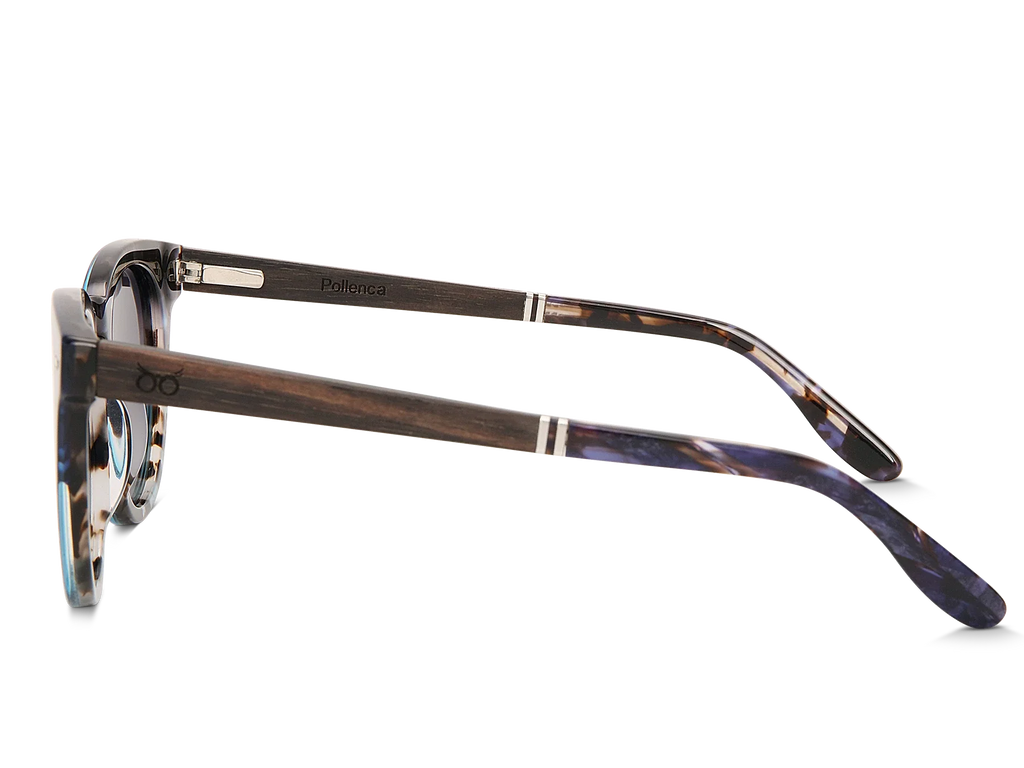 Sunglasses with tortoiseshell frame on a white background