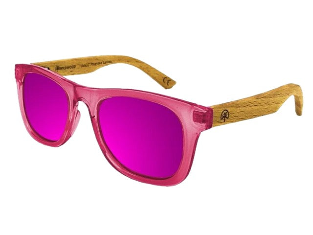 Kids beechwood sunglasses with pink lens